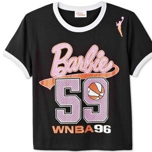💗NWT Barbie WNBA Graphic T-Shirt Women's Large Black Athletic Tee